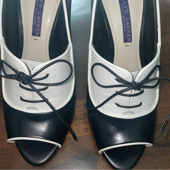Ralph Lauren Purple Label Sz 37 Katia Leather Lace Up Oxford Heels Italy Made - Picture 8 of 15
